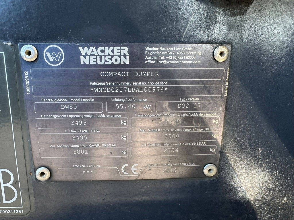 Kipper Wacker Neuson DW50 Diesel 2019