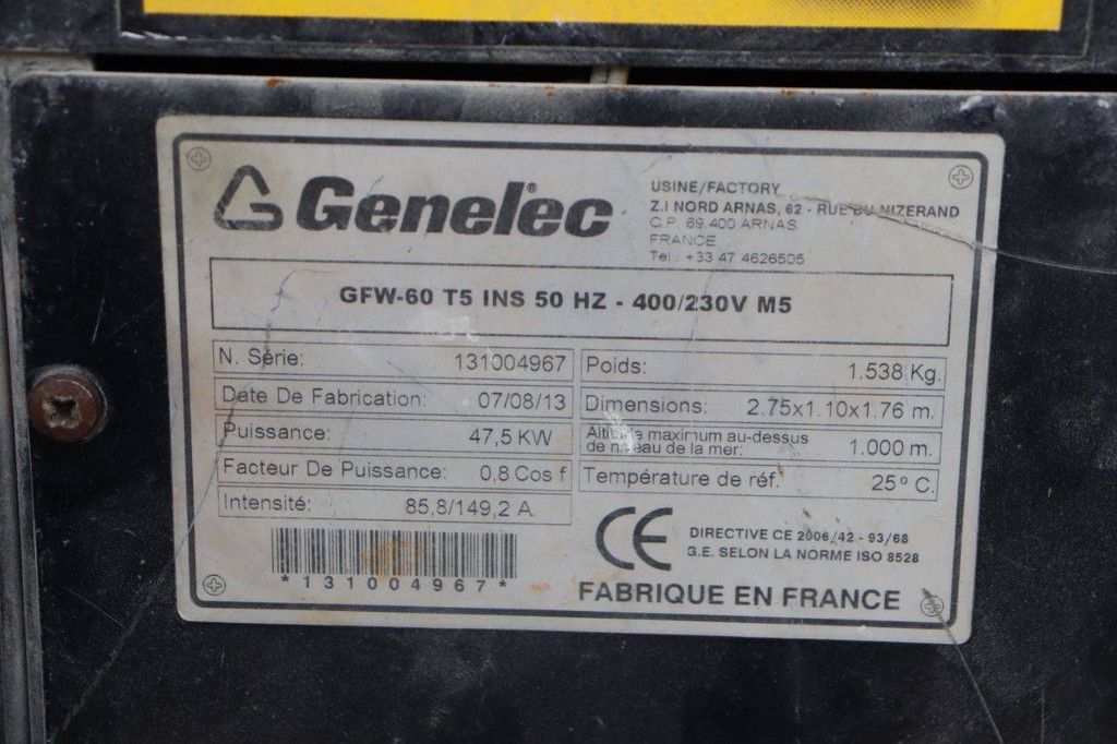 Generator Genelec GFW-60 T5 INS Diesel 2013 47.5kW