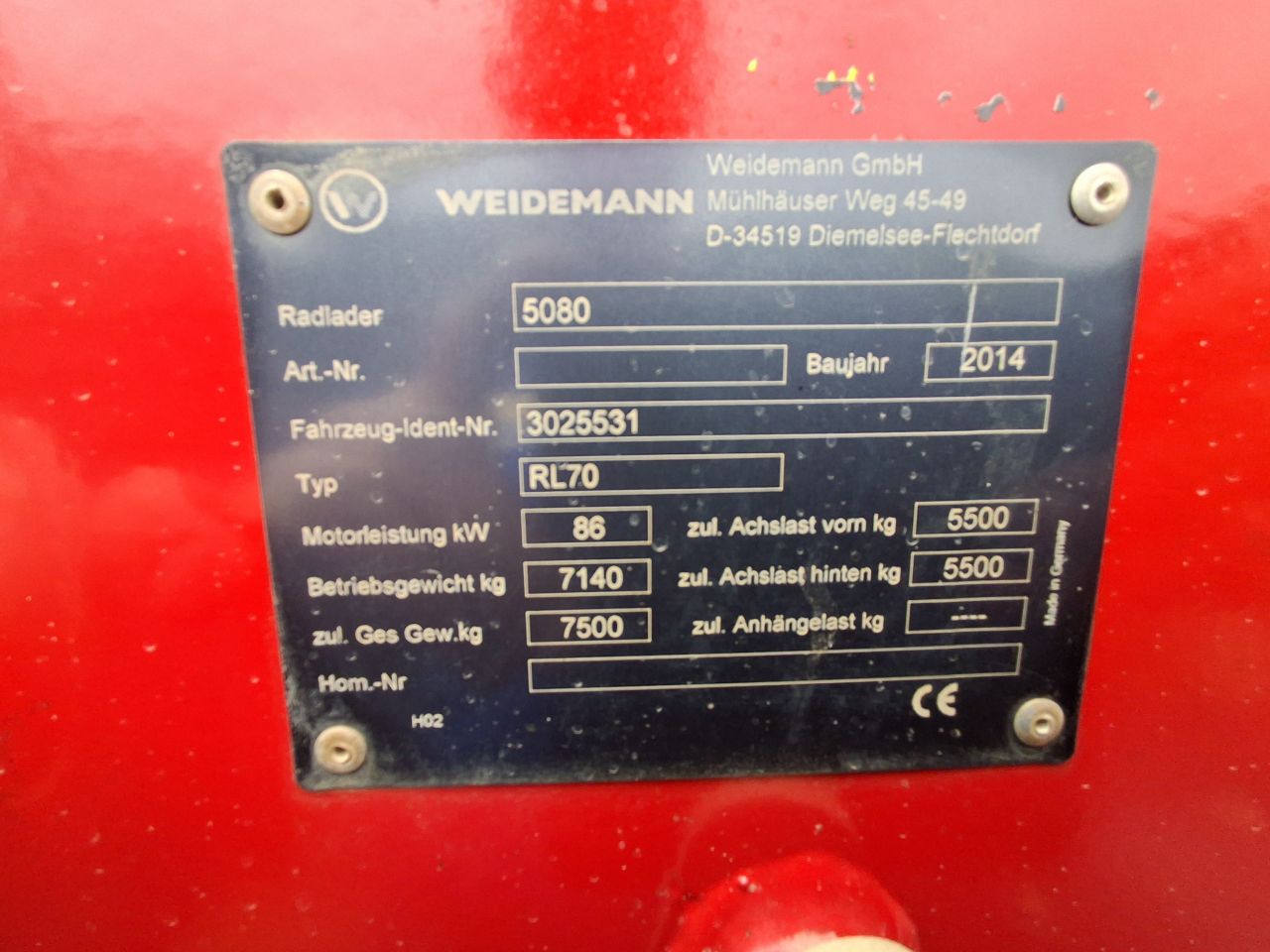 Weidemann 5080 wiellader shovel