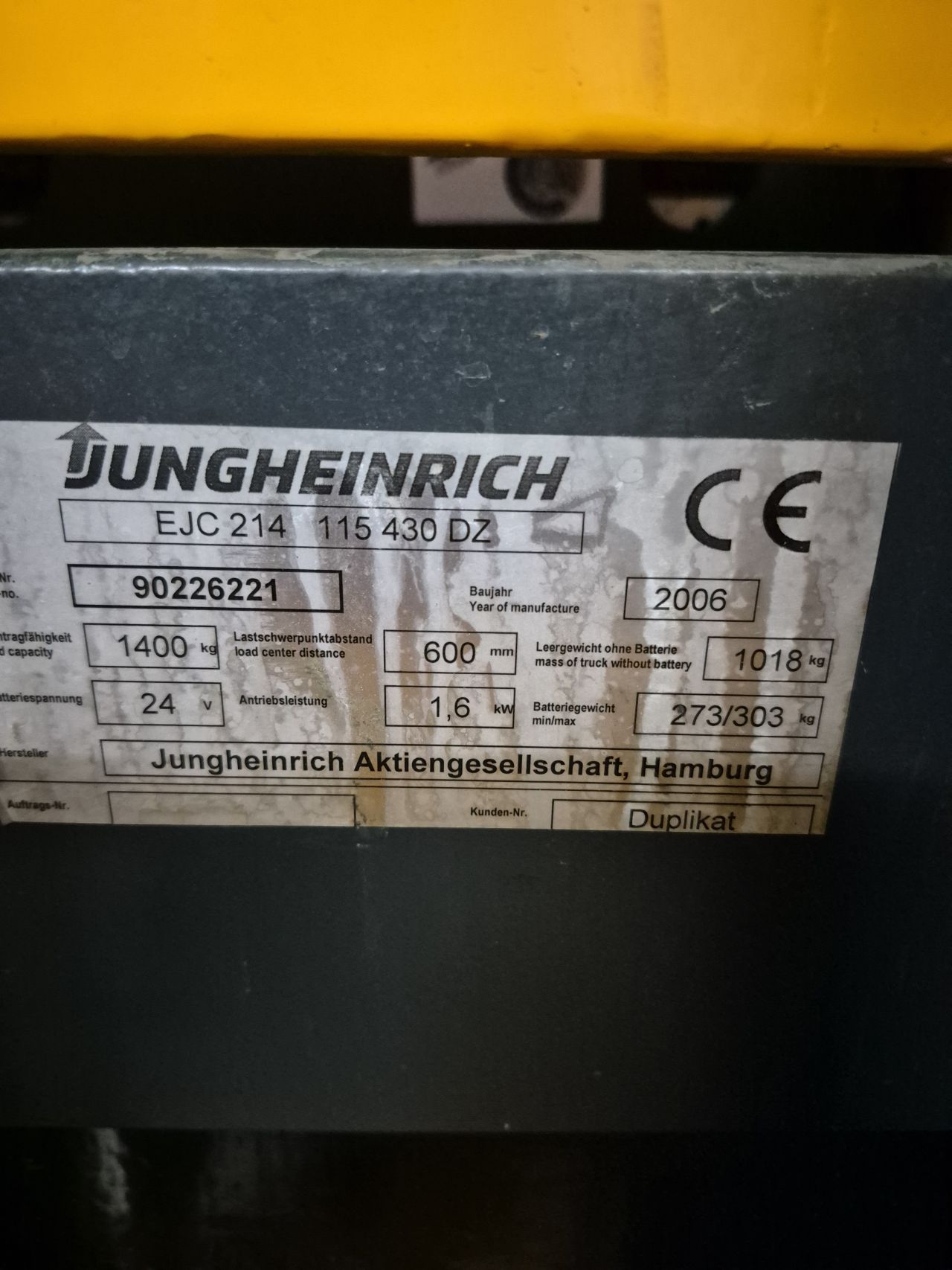 Jungheinrich EJC 214 triplex freelift 4.300 mm bj 2006