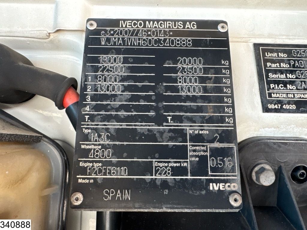 Iveco 190S31 EURO 6, PTO, Palfinger