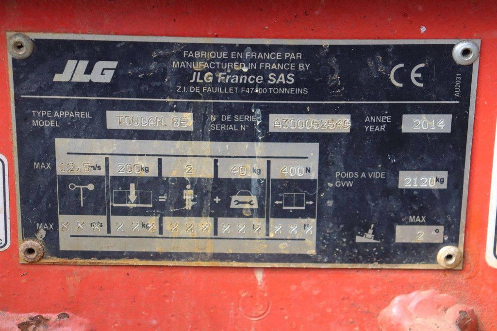 JLG Toucan 8E Electric Mast Lift 8.2m 2014