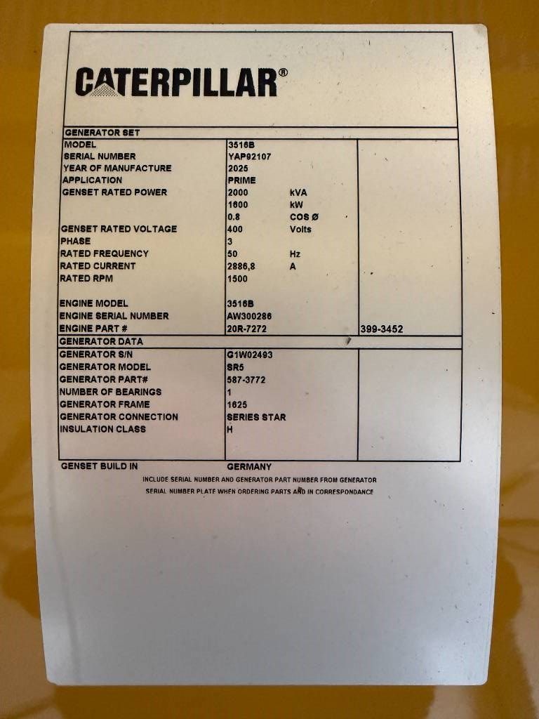 CAT 3516B - 2.250 kVA Generator - DPX-18106