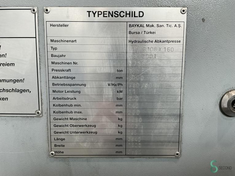 Press brakes Baykal APH 3108 x 160 2001
