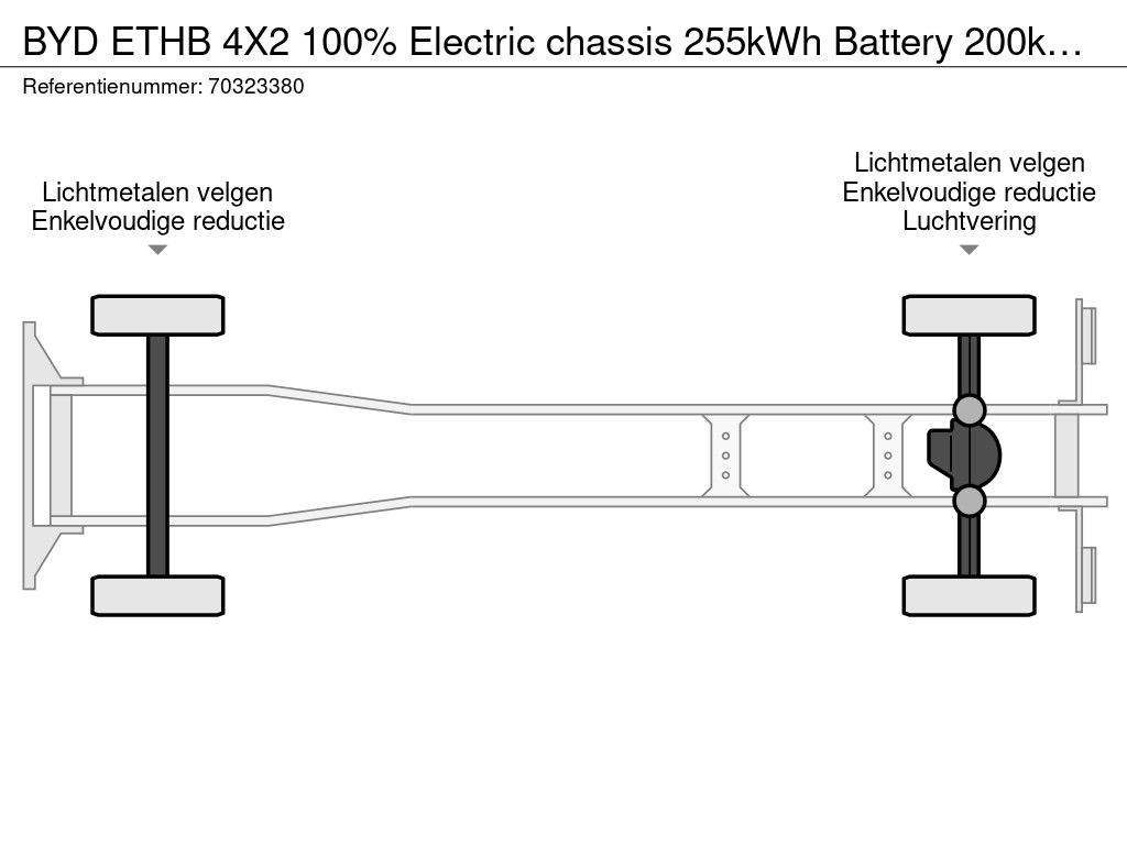 BYD ETHB 4X2 100% Electric chassis 255kWh Battery 200km WLTP range