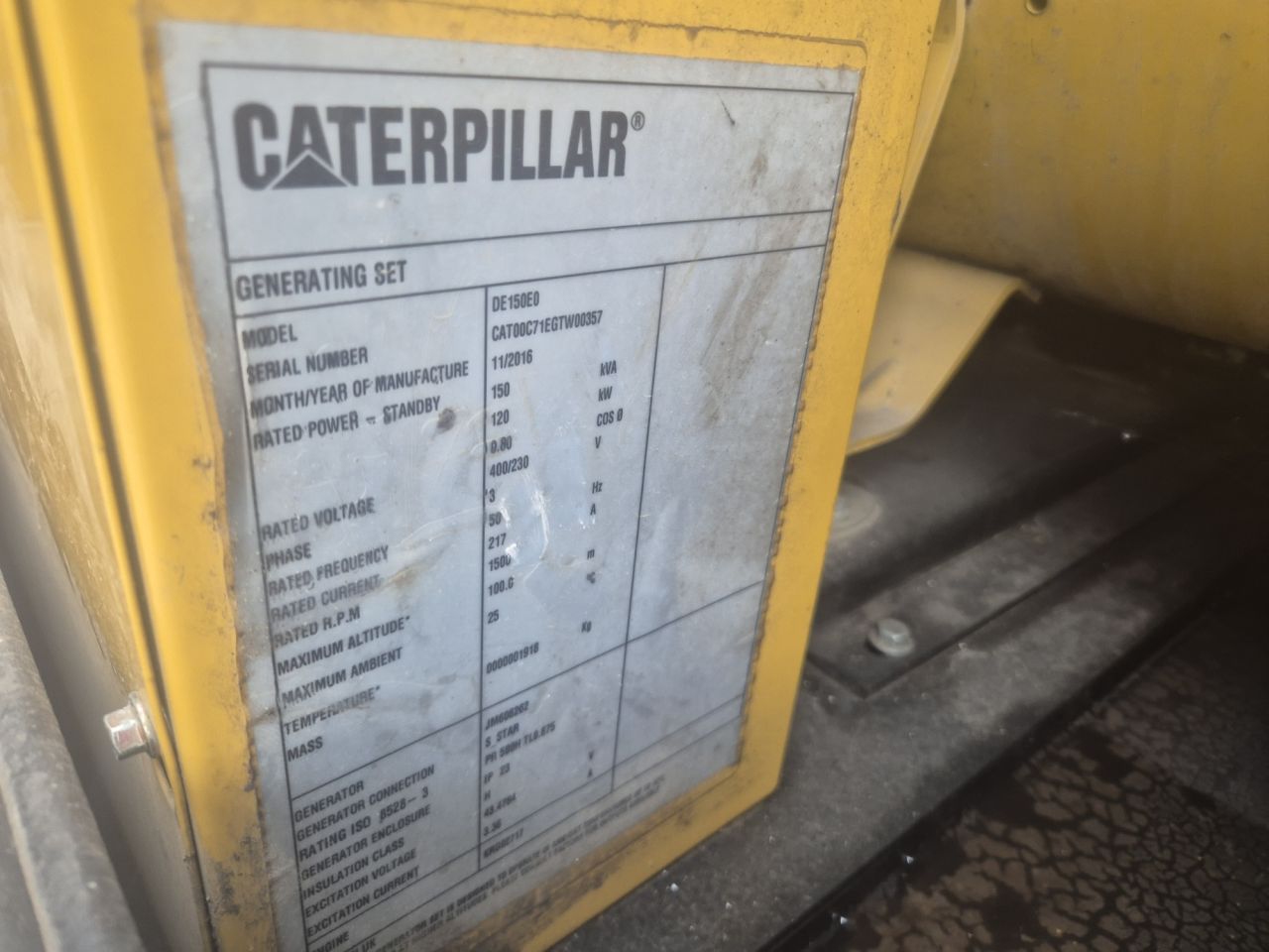 Gebruikte CATERPILLAR DE150EO generator met 150 KVA
