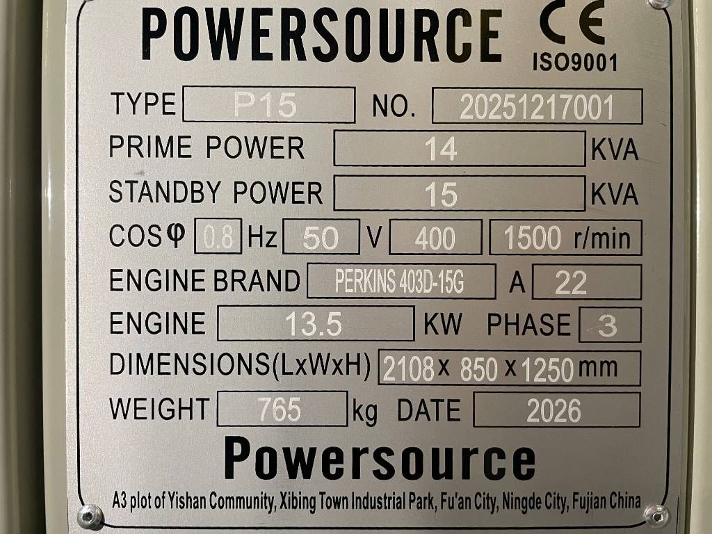 Perkins 403D-15 - 15 kVA Generator - DPX-19800