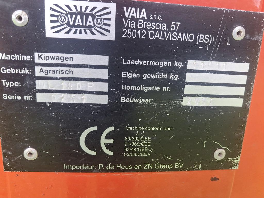Vaia Nl180P kipper Meelopend gestuurd