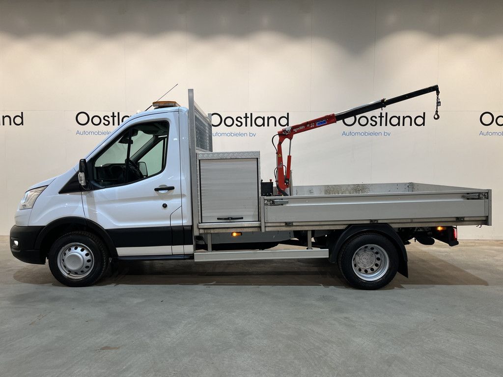 Ford Transit 350 2.0 TDCI L2 Trend RWD Open Laadbak / Maxilift kraan / Euro 6 / Trekhaak 3.000 KG / Dubbel Lucht / Airco / Cruise Control / 3-Zits / 67.000 KM !!