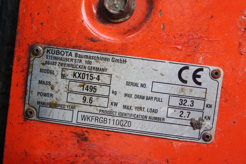 Mini excavator Kubota KX015-4 Diesel 9.6kW 2016