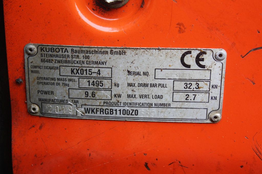 Mini excavator Kubota KX015-4 Diesel 9.6kW 2019