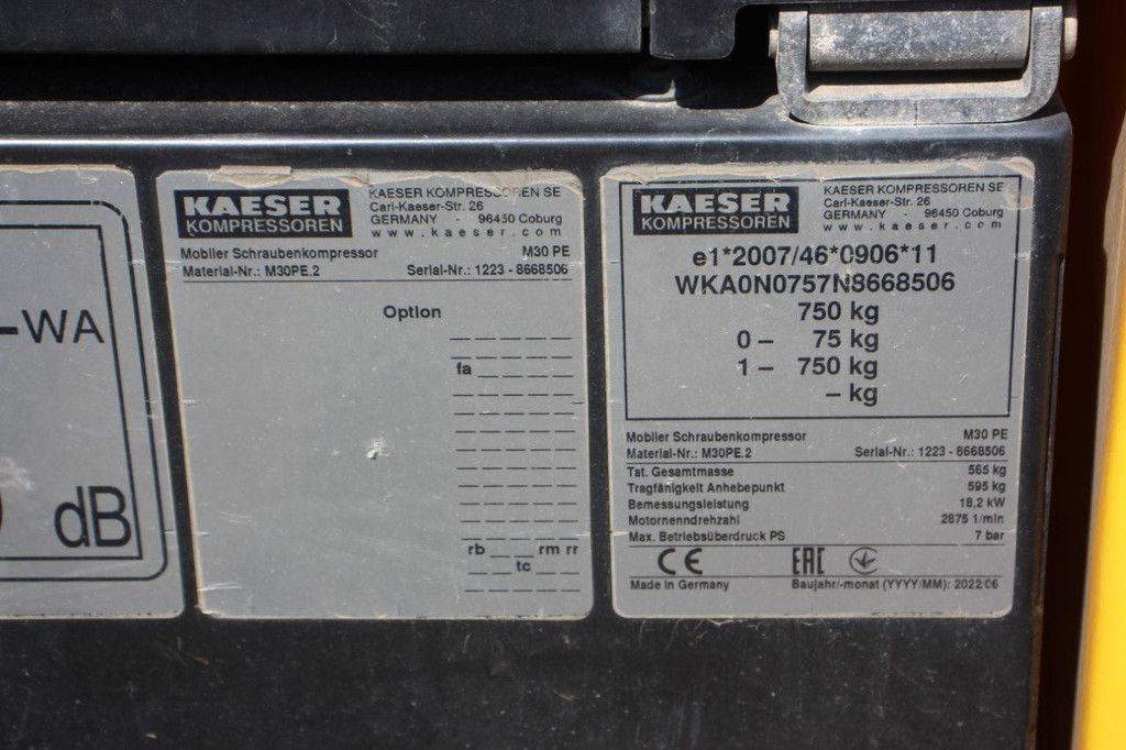 Mobile Compressor Kaeser M30 Diesel 18.2kW 2022