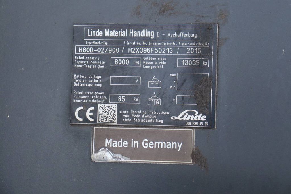 Heftruck Linde H80D-02/900 Diesel 8000kg 2015