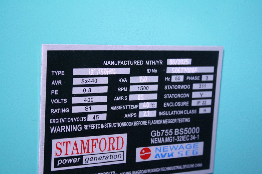 Stamford UCJ150H14 Diesel Generator 150kVA 2025 New