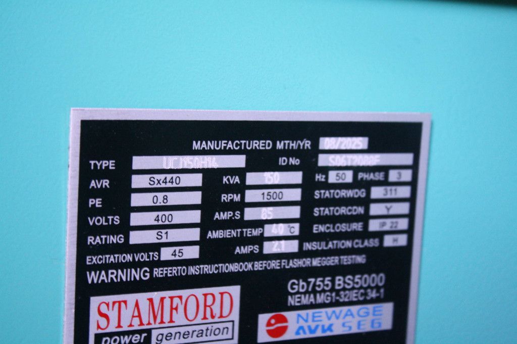 Stamford UCJ150H14 Diesel Generator 150kVA 2025 New
