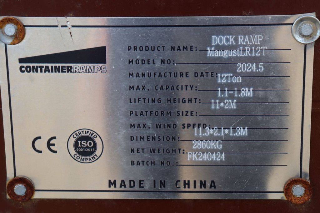 Laadramp Containerramps Mangust LR12T 12t 2024