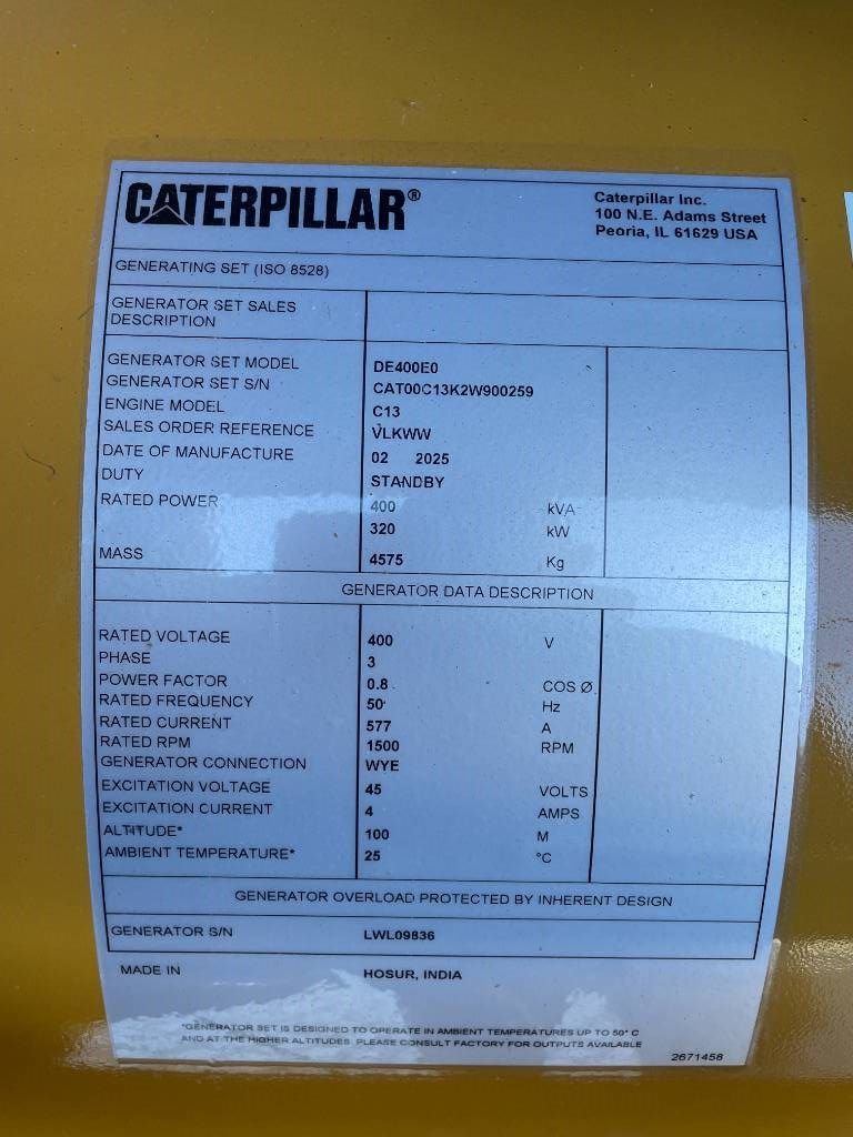CAT DE400E0 - C13 - 400kVA Generator - DPX-18023