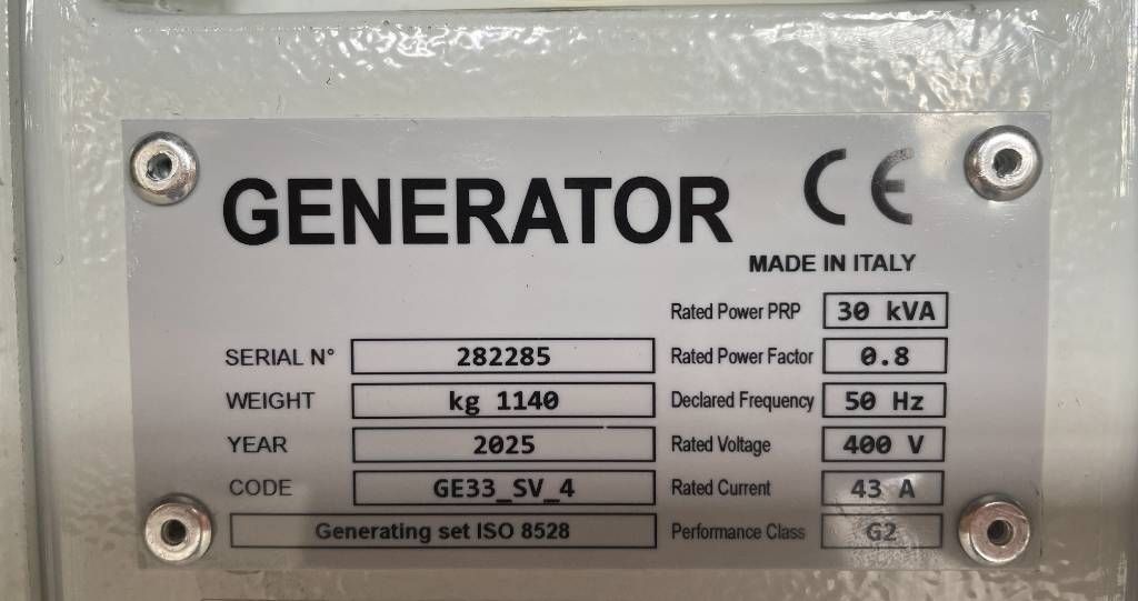 Yanmar 4TNV98C - 33 kVA - Stage V Genset - DPX-19909