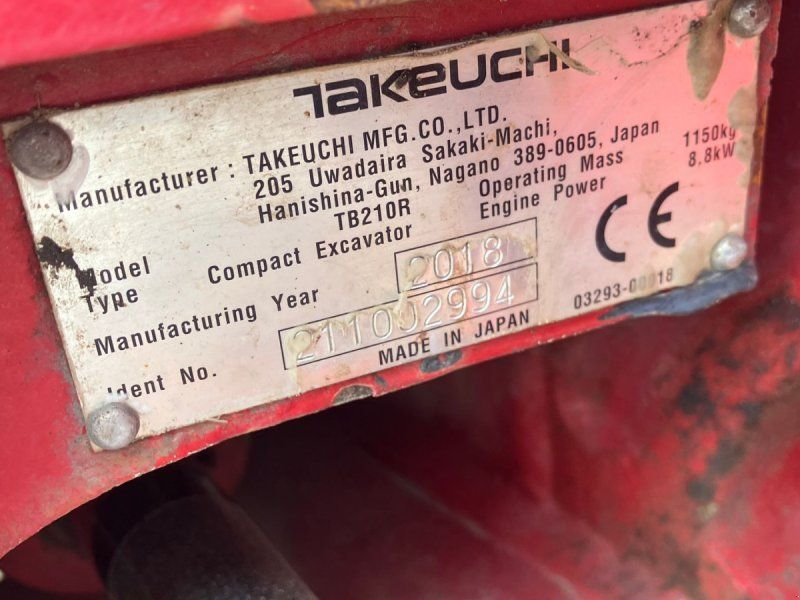Takeuchi TB210R TB210 årg .1281 timer.