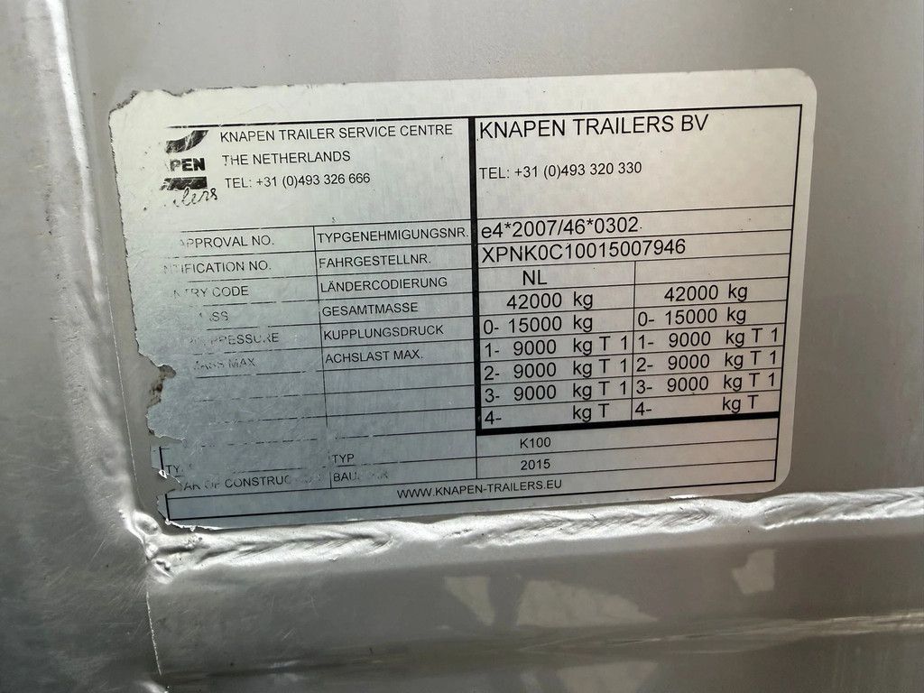 Knapen Trailers 96m3 Liftas Cargo Floor 10MM 2 year old! Afstandsbediening Silver metallic APK/TUV 15-08-2026