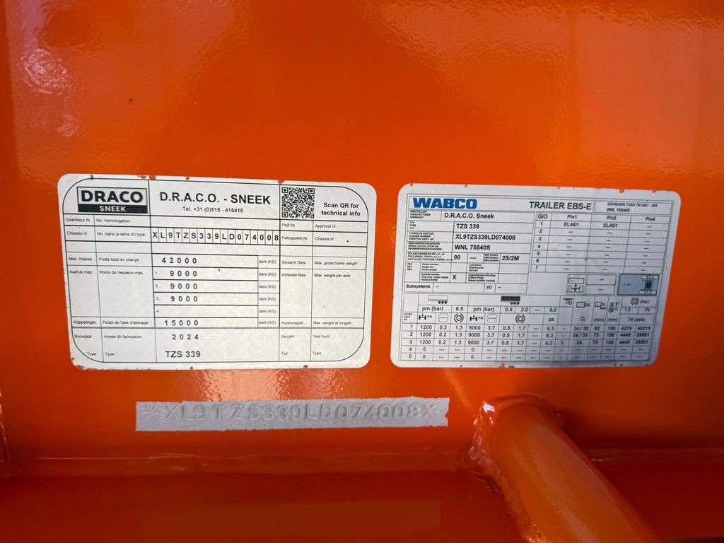 Van der Peet OPLEGGER + DRACO 2024 60m3 Bandlosser Liftas