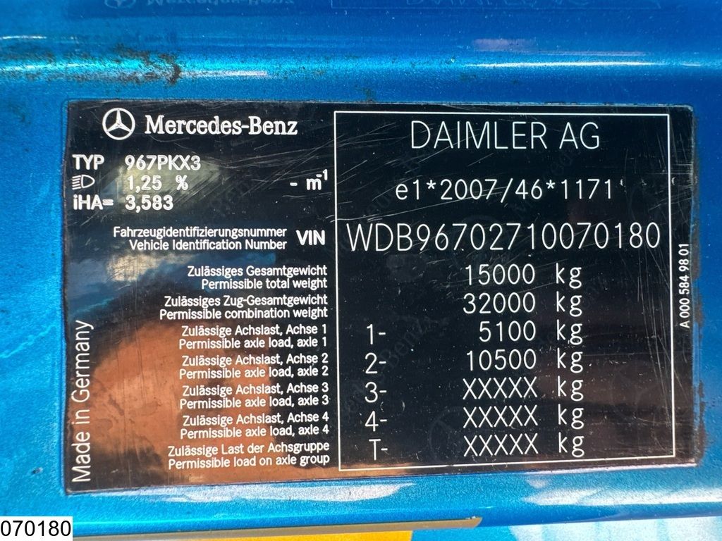 Mercedes Atego 1527 EURO 6, PTO, Winch