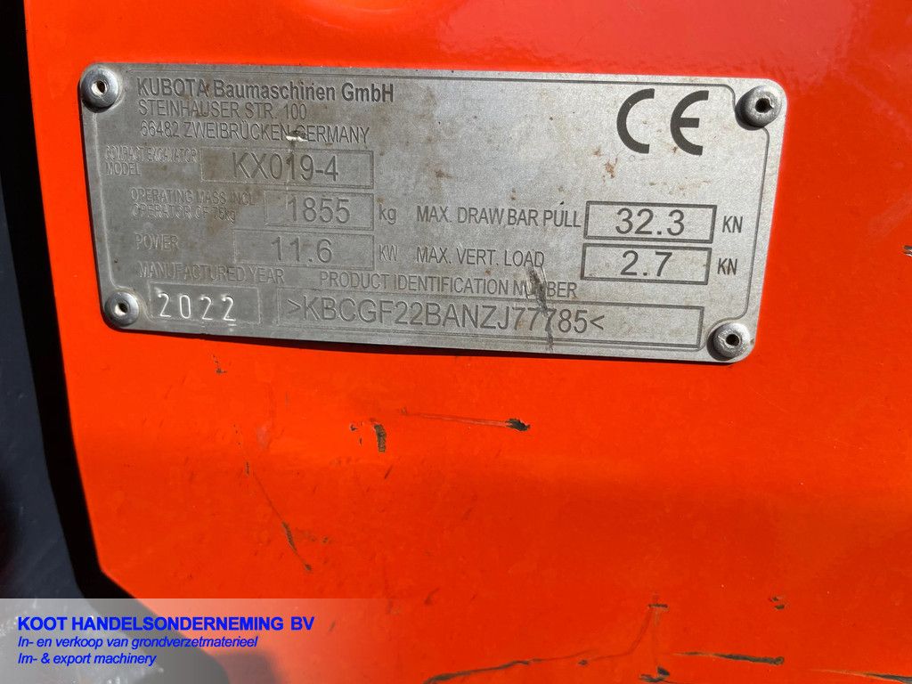Kubota KX 019-4 (1205)Hours 5xon Stock!!