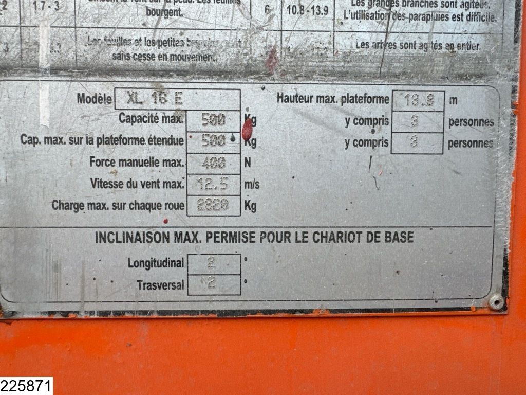 Airo XL16E H 13.8 mtr, Max 500 kg
