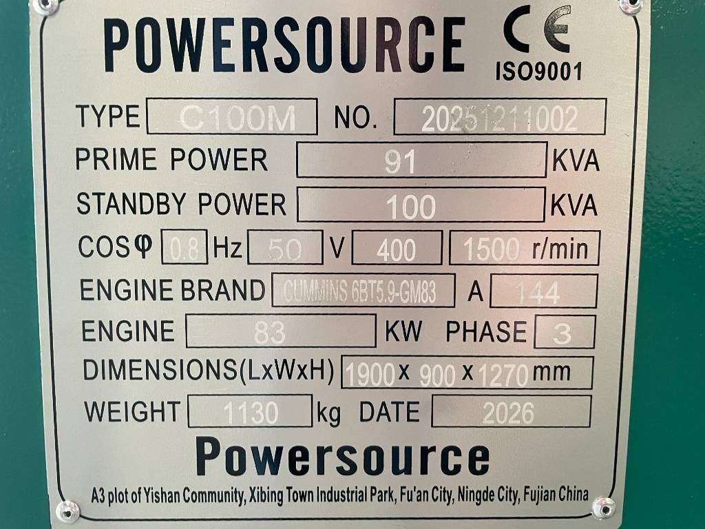 Cummins 6BT5.9-GM83 - 100 kVA Marine Generator - DPX-19751