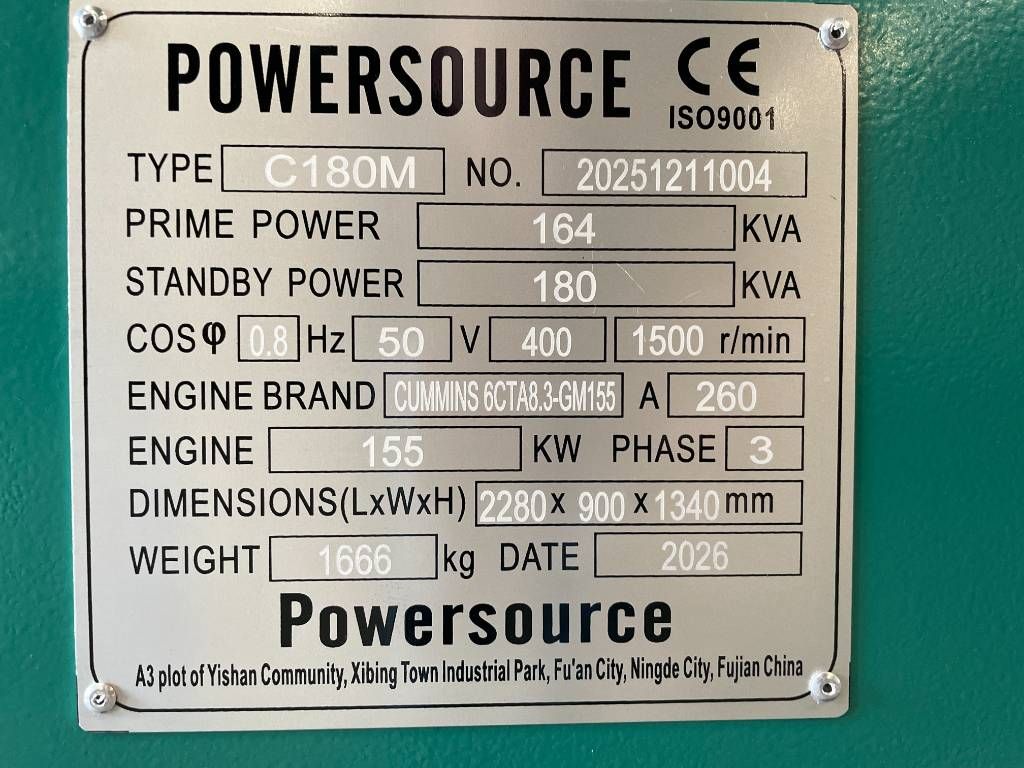 Cummins 6CTA8.3-GM155 - 180 kVA Marine Genset - DPX-19753