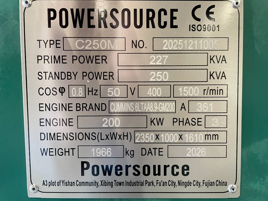 Cummins 6LTAA8.9-GM200 - 250 kVA Marine Genset - DPX-19754