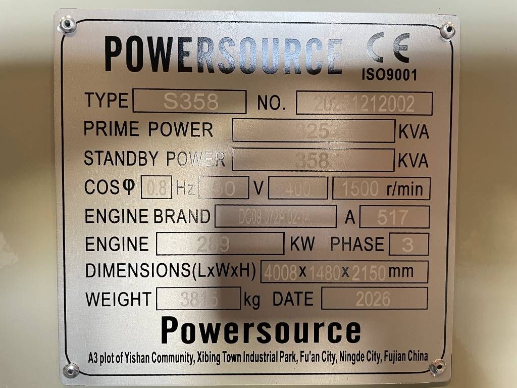 Scania DC09 072A - 360 kVA Generator - DPX-19761
