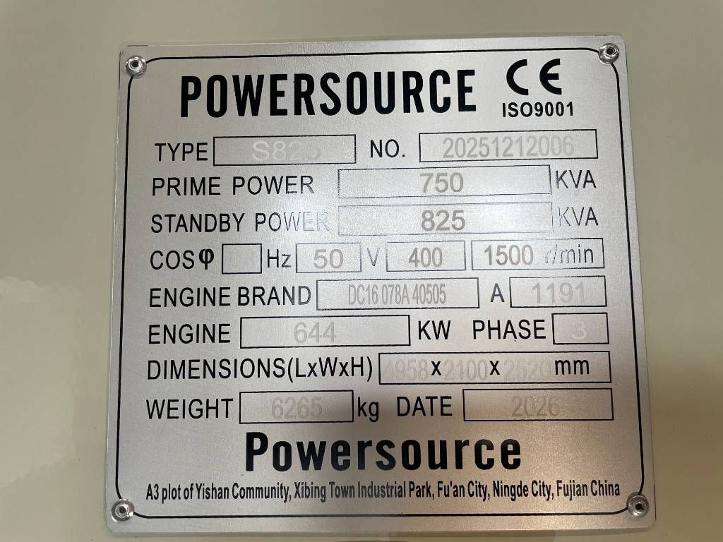 Scania DC16 078A - 825 kVA Generator - DPX-19766