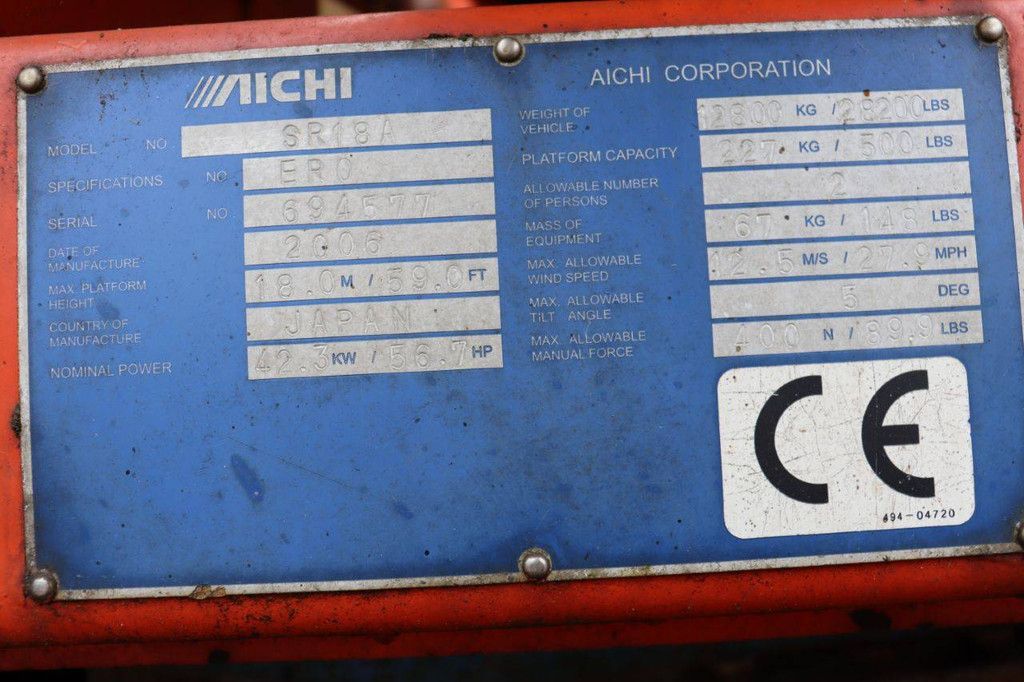 Rupshoogwerker Aichi SR18A Diesel 20m 2006