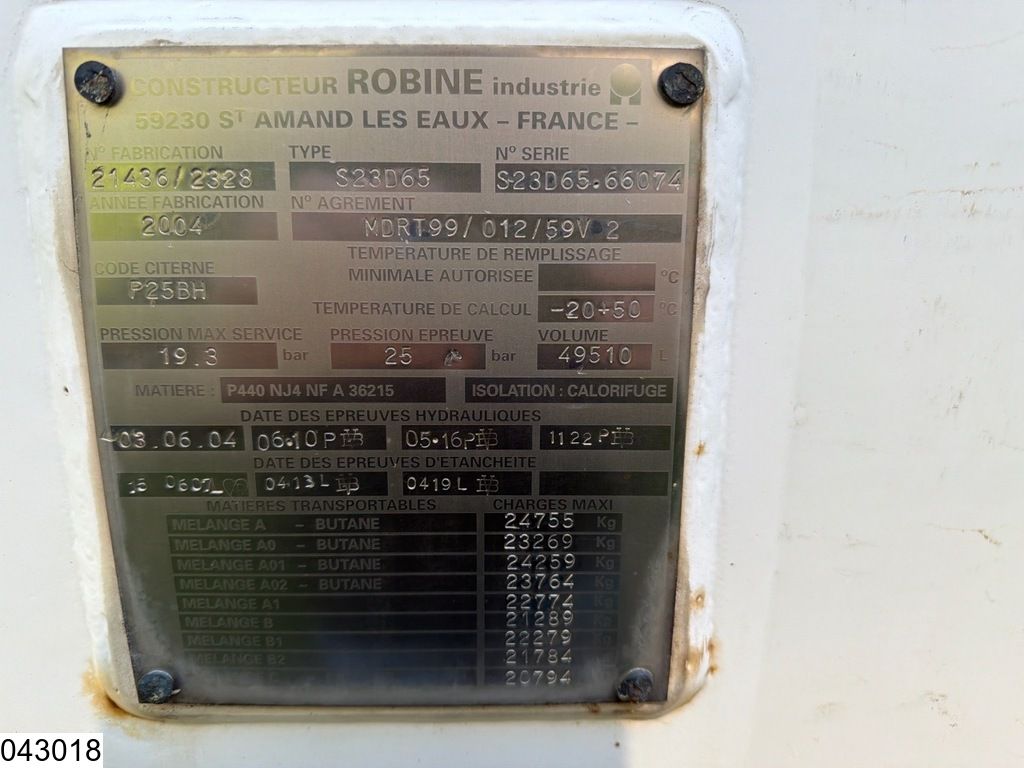 Robine Gas 49510 Liter, LPG GPL gas tank, Gaz, 1 Compartment