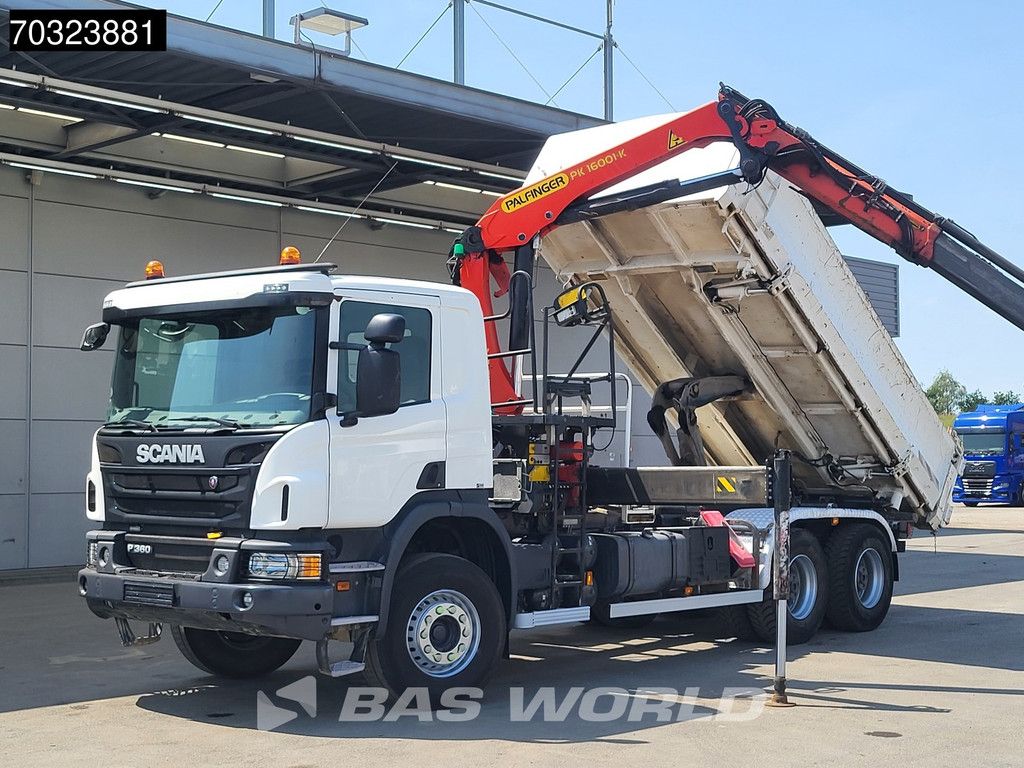 Scania P360 6X4 Palfinger PK16001K Crane + 10m3 2-way tipper Big-Axle Euro 6
