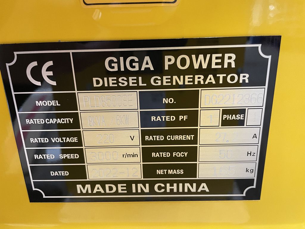 Giga power PLD8500SE 8 kVA silent generator