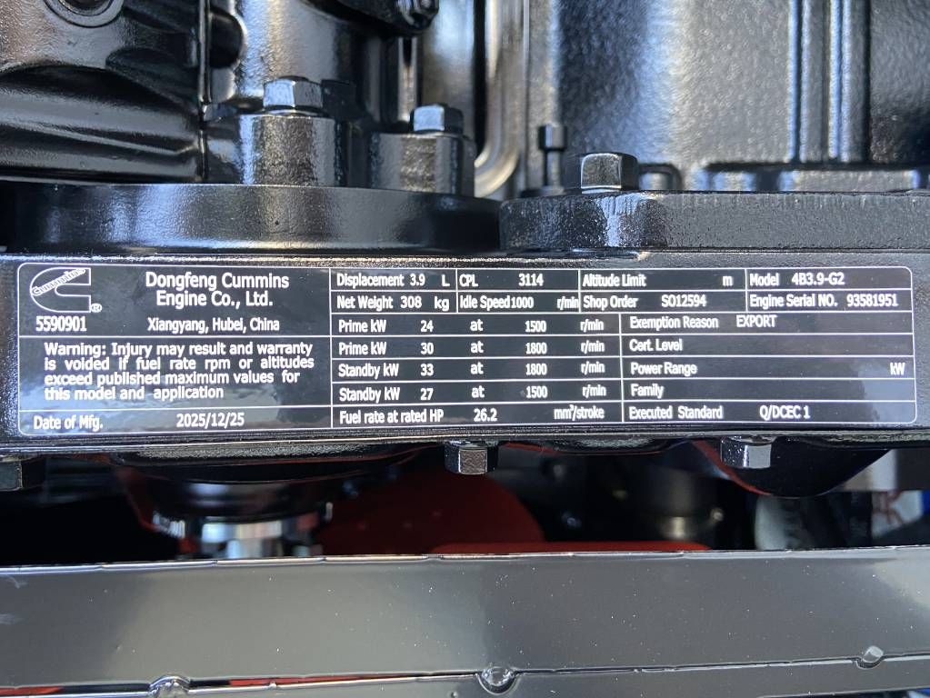 Cummins 4B3.9-G2 - 28 kVA Generator - DPX-19830