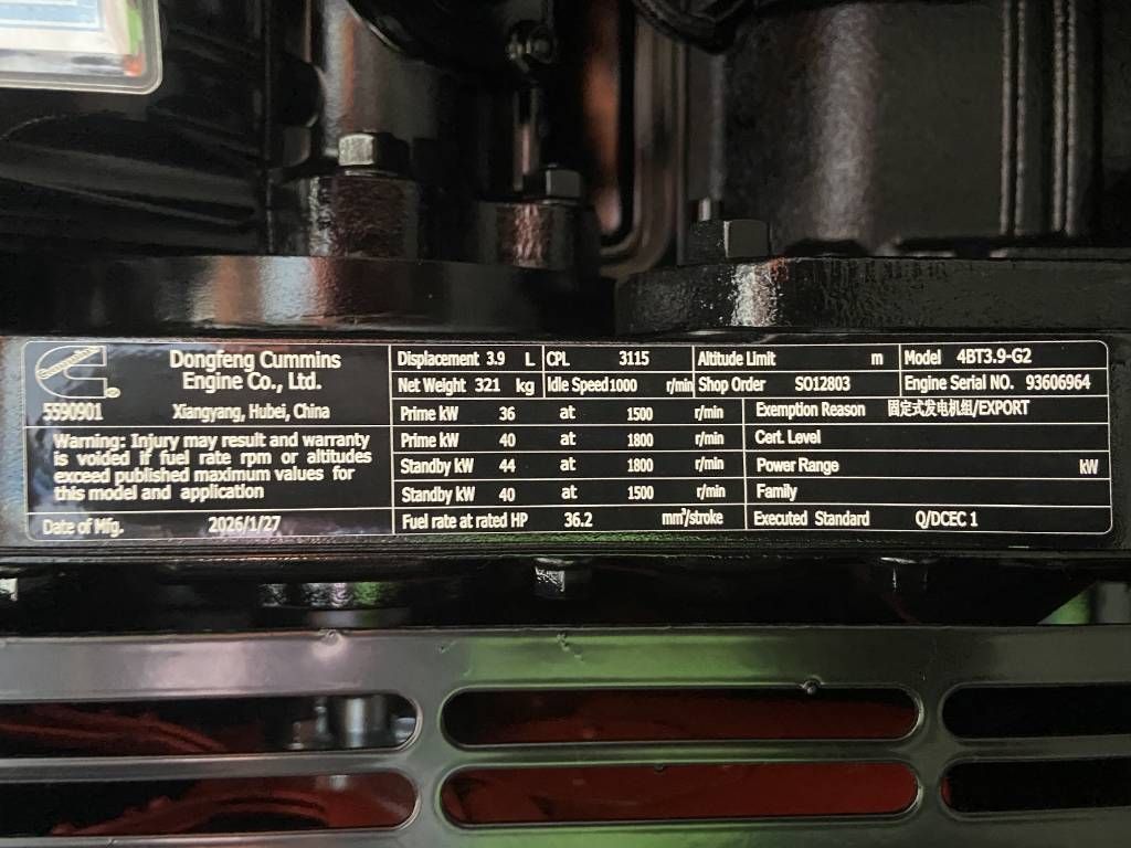Cummins 4BT3.9-G2 - 45 kVA Generator - DPX-19831