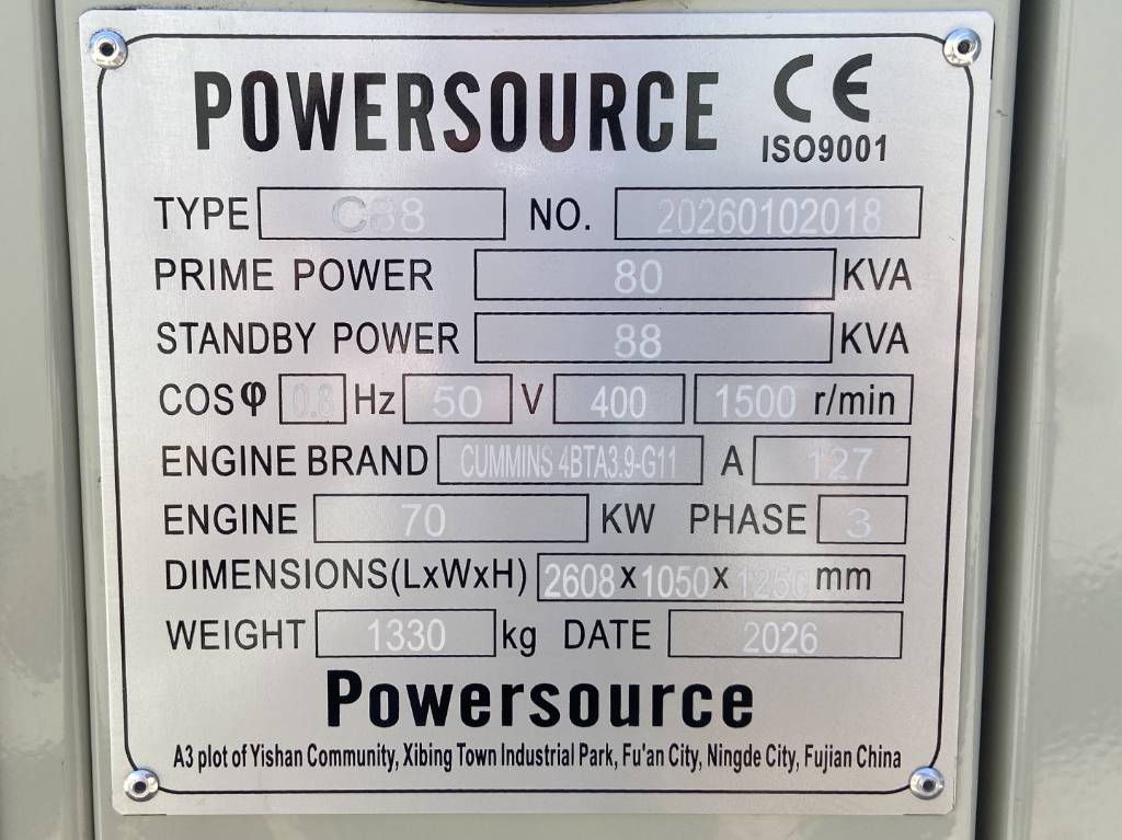 Cummins 4BTA3.9-G11 - 88 kVA Generator - DPX-19834