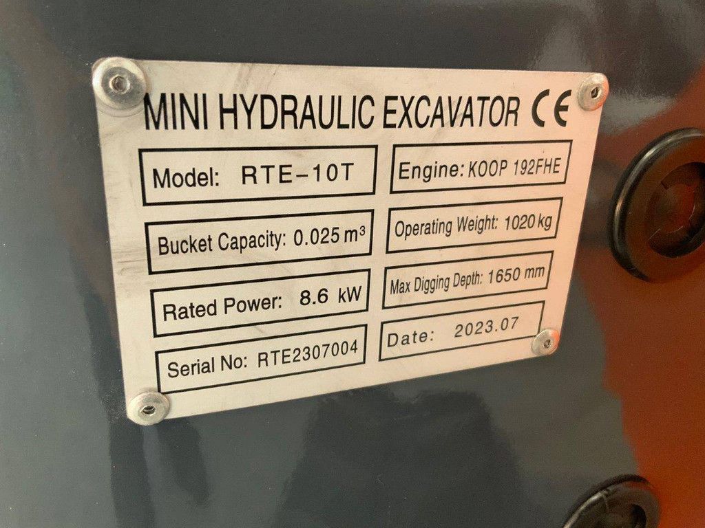 Minibagger RTE CRE102 Diesel 11,7 PS 2025 Neu