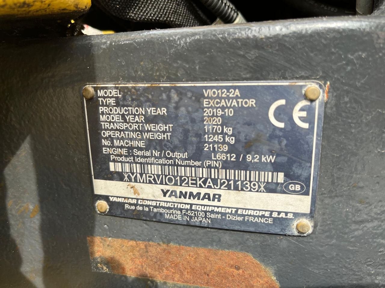 Yanmar Vio 12-2 met 590 uur!!