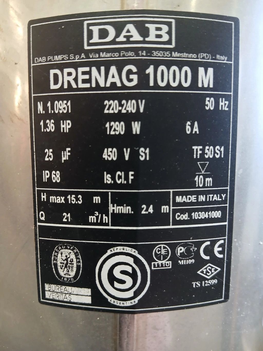 DAP Pumps DRENAG 1000 M-A 230V