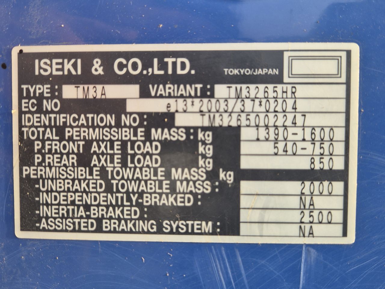 Iseki TM3265 Hydrostaat 4WD (2017) - 231 uur - incl accessoires