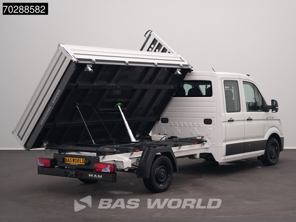 MAN TGE 3.180 Driezijdige Kipper Automaat Dubbel Cabine 2025 Facelift 180PK Trekhaak LED Navi ACC Airco Cruise Euro6 Kipper Tippe Benne Kieper DC Doka Mixto 3m3 A/C Towbar