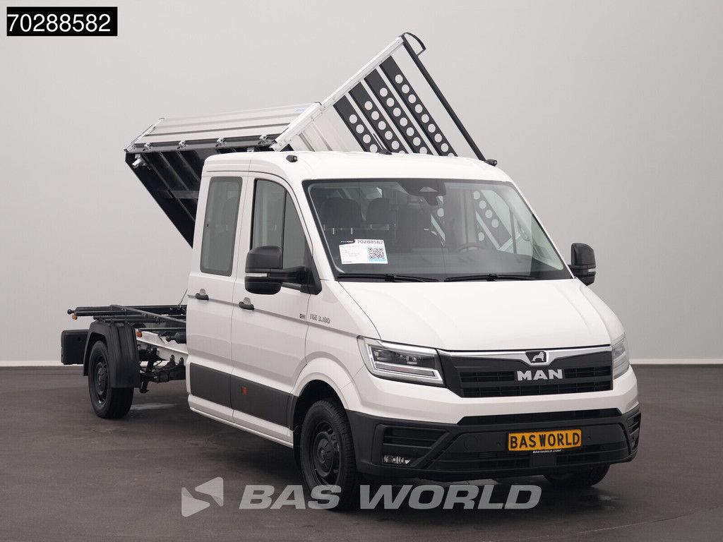 MAN TGE 3.180 Driezijdige Kipper Automaat Dubbel Cabine 2025 Facelift 180PK Trekhaak LED Navi ACC Airco Cruise Euro6 Kipper Tippe Benne Kieper DC Doka Mixto 3m3 A/C Towbar