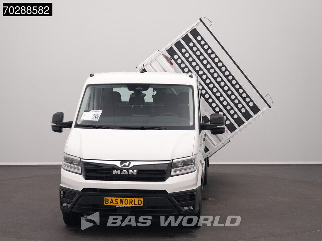MAN TGE 3.180 Driezijdige Kipper Automaat Dubbel Cabine 2025 Facelift 180PK Trekhaak LED Navi ACC Airco Cruise Euro6 Kipper Tippe Benne Kieper DC Doka Mixto 3m3 A/C Towbar