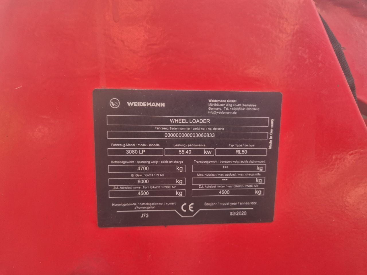 WEIDEMANN 3080 LP shovel met gewicht van 4700 kgs