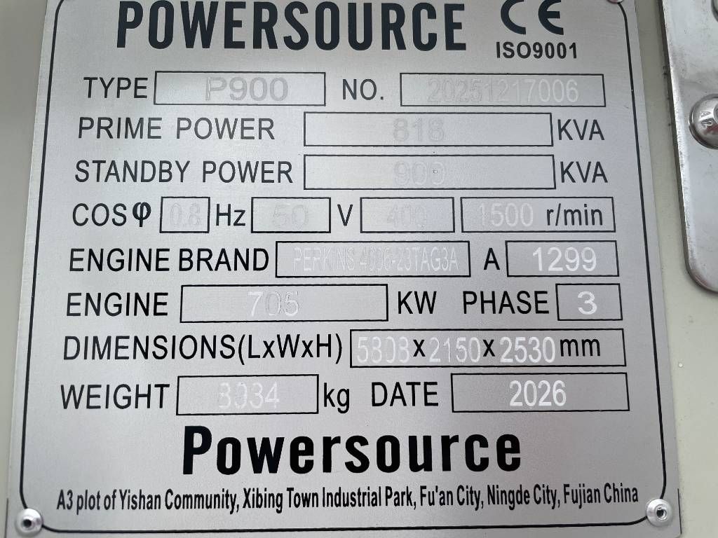 Perkins 4006-23TAG3A - 900 kVA Generator - DPX-19818