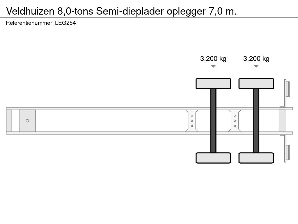 Veldhuizen 8,0-tons Semi-dieplader oplegger 7,0 m.
